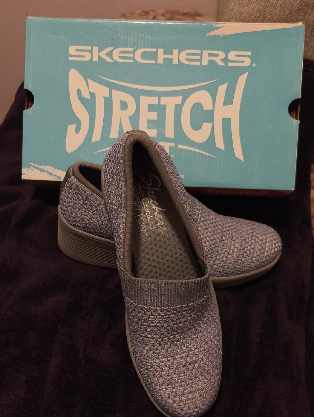 Skechers Women's Modern Comfort Pier Lite Wow Factor Slip On Gray Lavender Color